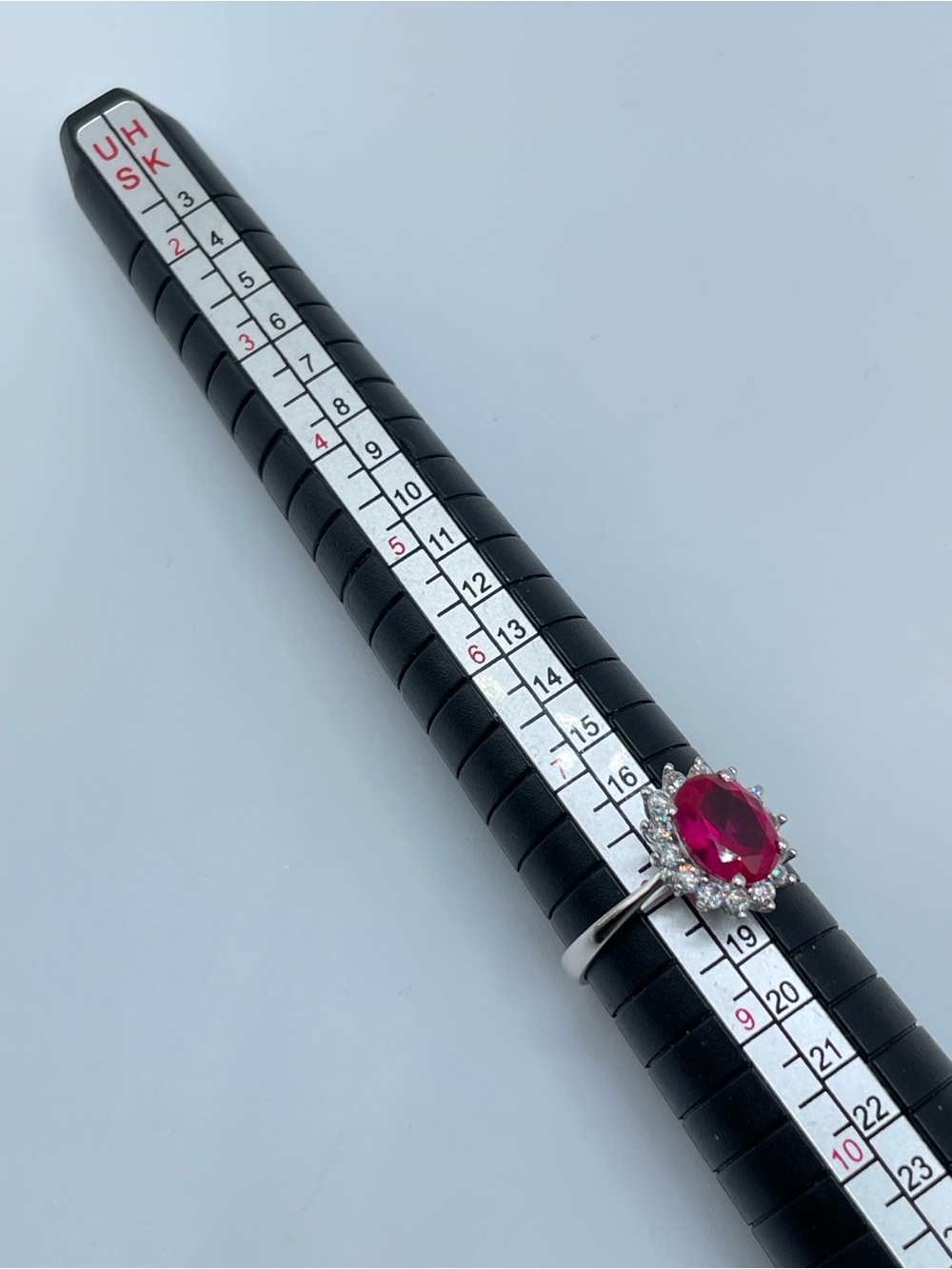 Stunning Stauer 925 Sterling Silver Ruby Oval Halo Ring Size 8 - Picture 7 of 12